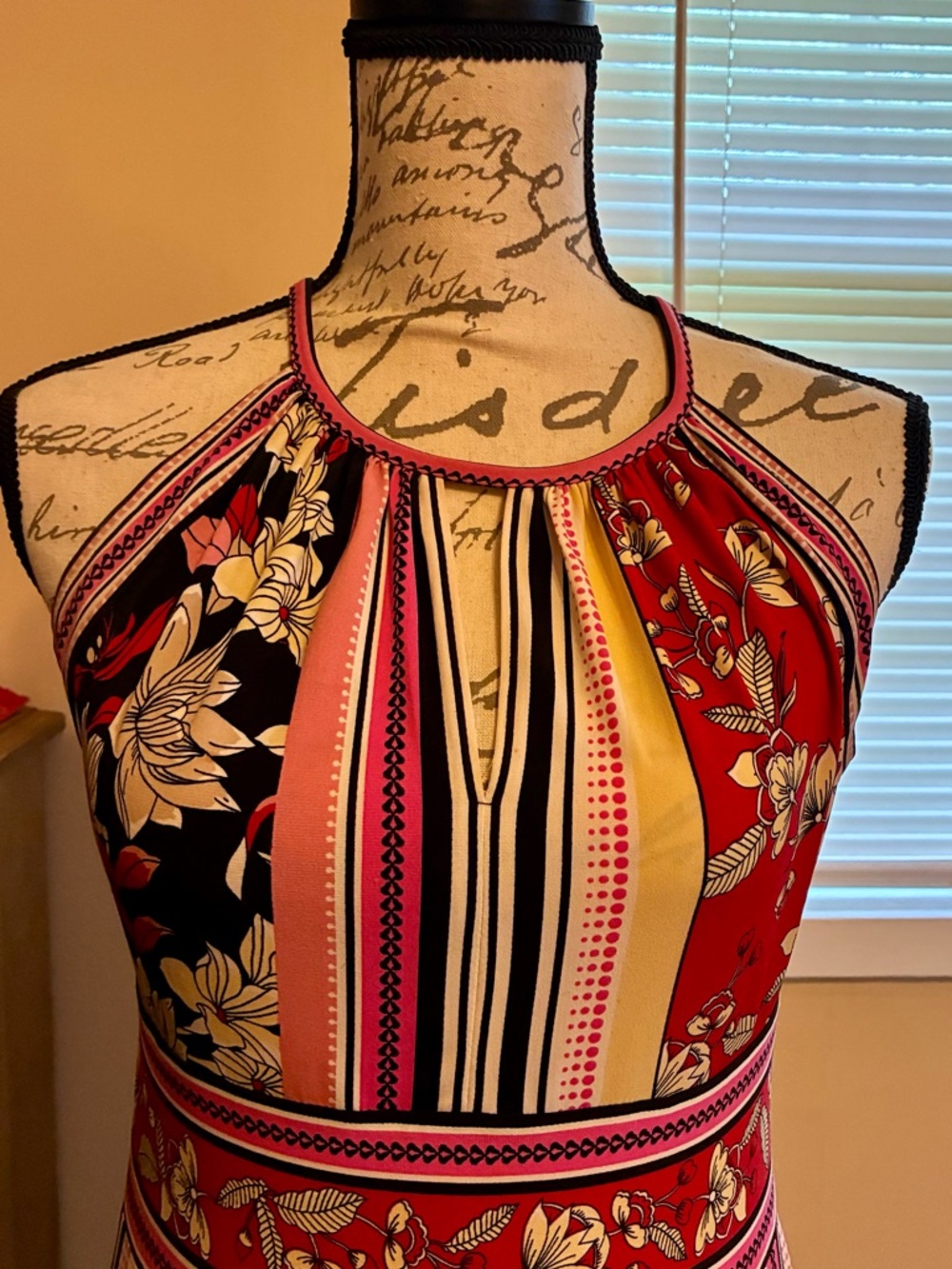 London Times Sleeveless Red Floral Stripe Maxi Dress - Small - Picture 2 of 8